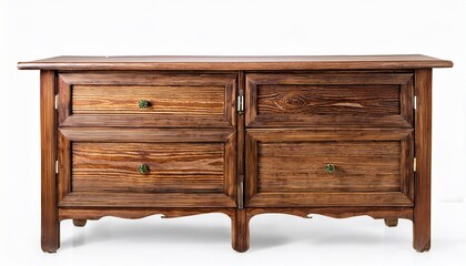 rustic wooden cabinet with detailed texture on white background