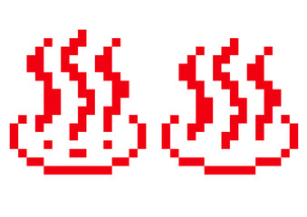 ドット絵顔ありなし温泉マーク/赤色2種セット