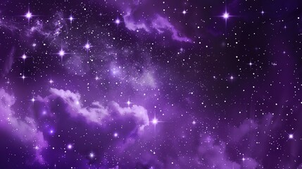 Fototapeta premium Enchanting Purple Starry Sky: A Celestial Tapestry of Deep Violets, Glimmering Stars, and Nighttime Magic for Dreamy Backdrops