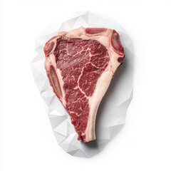 Fresh Raw Beef Steak on Stylish Geometric Background