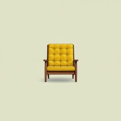 Stylish Yellow Armchair on Soft Green Background in Minimalist Decor
