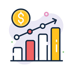 Profit chart icon representing ecommerce growth, sales data, and analytics