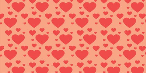 Cute love heart seamless pattern illustration. Cute romantic pink hearts background print. Valentine's day holiday, romantic wedding design.