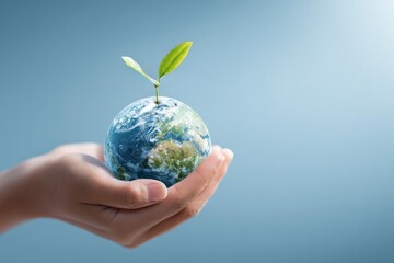 A Hand Holding a Sprouting Earth