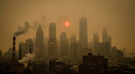 Fototapeta premium Smog Over City Skyline.