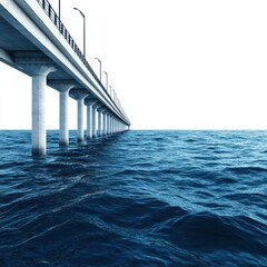 Long Pier Stretching Over Calm Blue Ocean Under Clear Sky