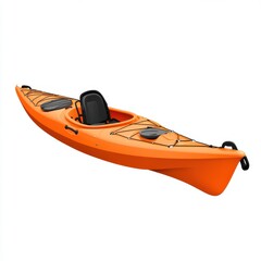 Bright Orange Kayak Isolated on White Background for Outdoor Activity