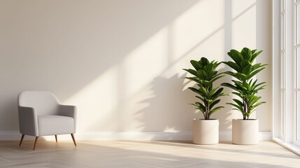 Tranquil seminar room featuring abundant natural light potted plants and minimalist furniture creating a serene and inviting atmosphere for relaxed meetings presentations and conferences