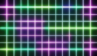 A vibrant grid pattern of glowing lines in various pastel hues creates a dynamic and captivating visual effect.