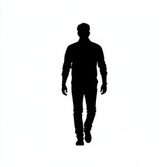 Obraz premium Silhouette of a Man Walking Against a White Background