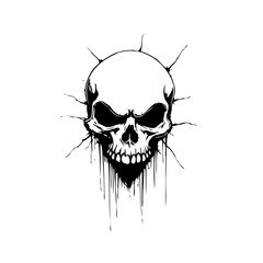 Obraz premium Dramatic skull with dripping ink effect offering intense emotion with artistic flair conveying