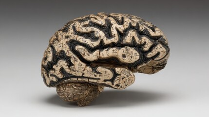 Intricate Brain Sculpture with Detailed Texture and Unique Design