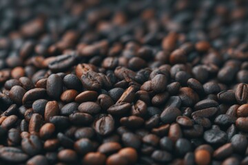 Rustic coffee beans cascade under dappled shadow, evocative of Espresso Day and Fair Trade Month, essence of morning invigorated