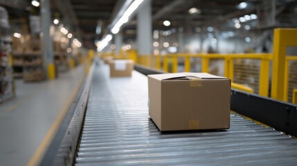 Cardboard boxes on a conveyor, whispering secrets of global logistics, echoing Cyber Monday, International Supply Chain Day