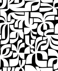 Black and white mosaic abstract drawing .Seamless pattern.