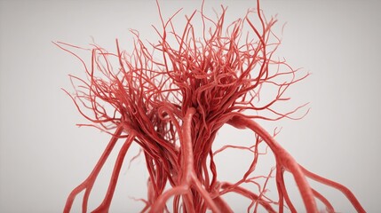 Naklejka premium Intricate Red Vascular Network Structure with Organic Branching Shapes