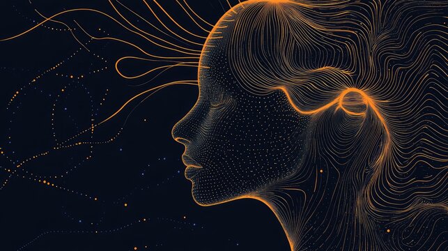 mimal loading neural signal in line art style