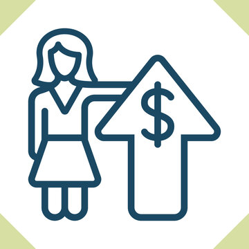 woman pointing at dollar sign arrow clip art preview