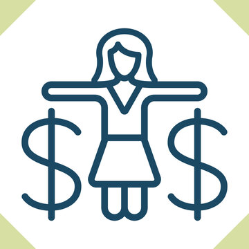 woman with dollar signs icon clip art preview