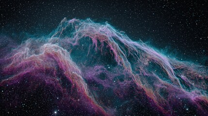 Abstract Nebula Displaying Colorful Gas Clouds And Stars