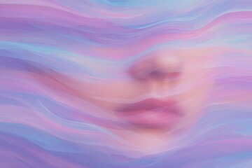 Soft waves of color blending around a serene face during a calm moment of introspection