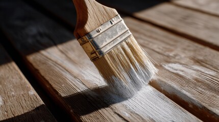 Weathered wooden plank kissed by a paintbrush dance, reviving rustic tales; celebrates Imbolc renewal and Vernal Equinox artistry