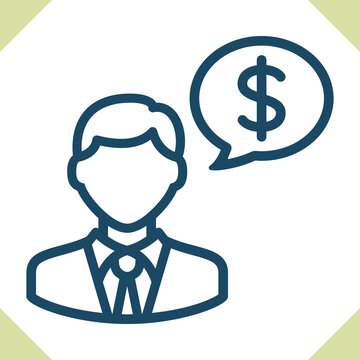 blue businessman thinking about money clip art preview