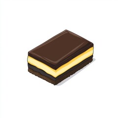 Delicious Chocolate Cream Dessert with Vanilla Layer and Cookie Crust