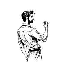 Introspective character illustration featuring a contemplative man in a minimalist style, perfect