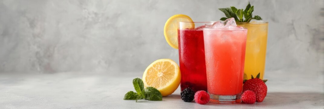 Refreshing symphony of citrus and berry mocktails, embodying summer solstice celebrations and National Lemonade Day, zesty indulgence awaits