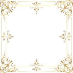 Ornate gold frame with a white background, featuring symmetrical floral and scroll designs at each corner and midpoint of the sides