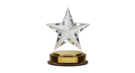 Clear_Crystal_Star_Trophy_Gold_Base_Award_Isolated