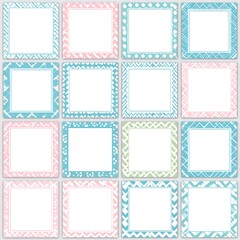 Blank square frames in pastel colors