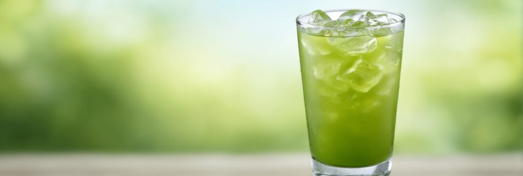 Chilled matcha elixir glistens in sunlight, celebrating Verdant Equinox and unique zesty refreshment on Global Tea Appreciation Day