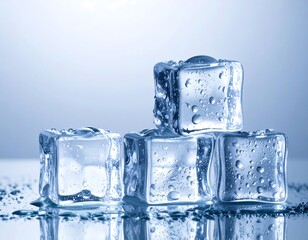 Obraz premium Close-up of ice cubes with water droplets