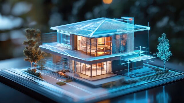 imge holographic display of a drone captured real estate image