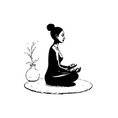 Serene meditation illustration embodying mindfulness wellness holistic practice spiritual journey