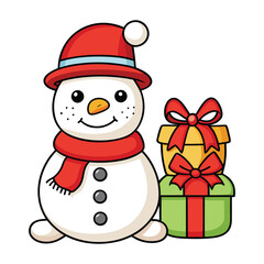 snowman with gift box