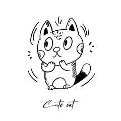 Cute cat illustration in outline style.  Simple and charming illustration 