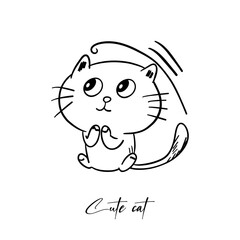 Cute cat illustration in outline style.  Simple and charming illustration 