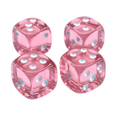 Pink Glass Dice on White Background: Professional Gaming Concept