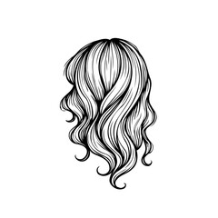 Stylized flowing wavy hair illustration with intricate linework showcasing detailed strands and