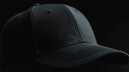 Dark gray baseball cap, angled against a black backdrop.