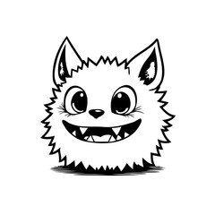Whimsical fuzzy creature with big eyes and playful smile for creative projects and designs