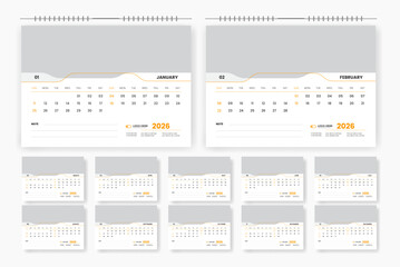 Modern professional 2026 desk calendar design, 2026 abstract desk calendar design template