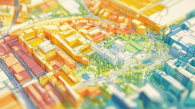 sketch exploded view of urban zoning map sketch