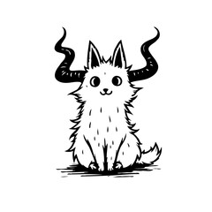 Whimsical horned creature illustration presenting a blend of cute and fantastical elements in