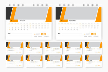 Modern professional 2026 desk calendar design, 2026 abstract desk calendar design template