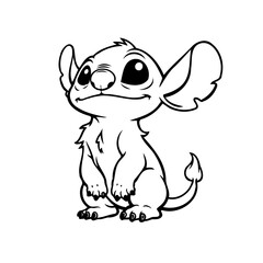 Whimsical line art depiction of a curious creature offering a cute minimalist cartoon character