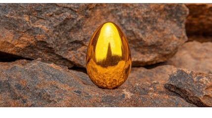 Golden Egg on Rocky Surface: A Symbol of Wealth and Discovery
